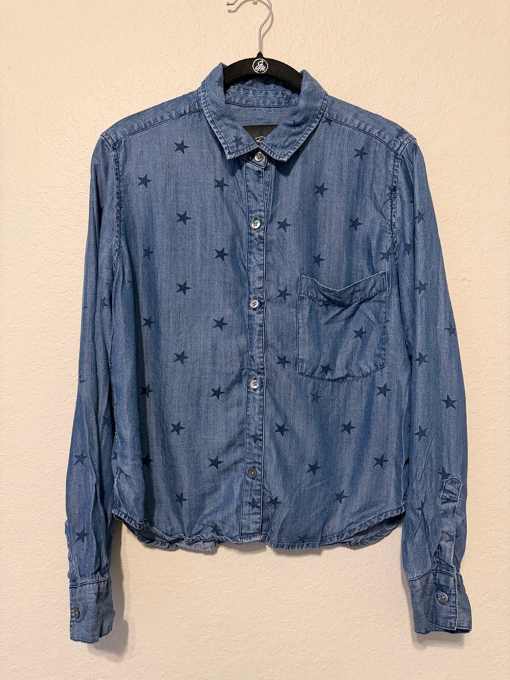 Rails Blue Star-Print Denim Button-Down Shirt